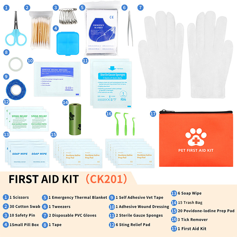 Kebon Pet First Aid Kit Dual-Set – Waterproof Dog & Cat Emergency Kit with 100+ Pcs, OEM Customization, CE/FDA Certified