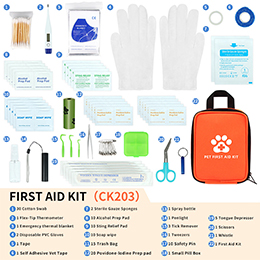 Pet First Aid Kit orange color – Waterproof Dog & Cat Emergency Kit with 100+ Pcs, OEM Customization, CE/FDA Certified